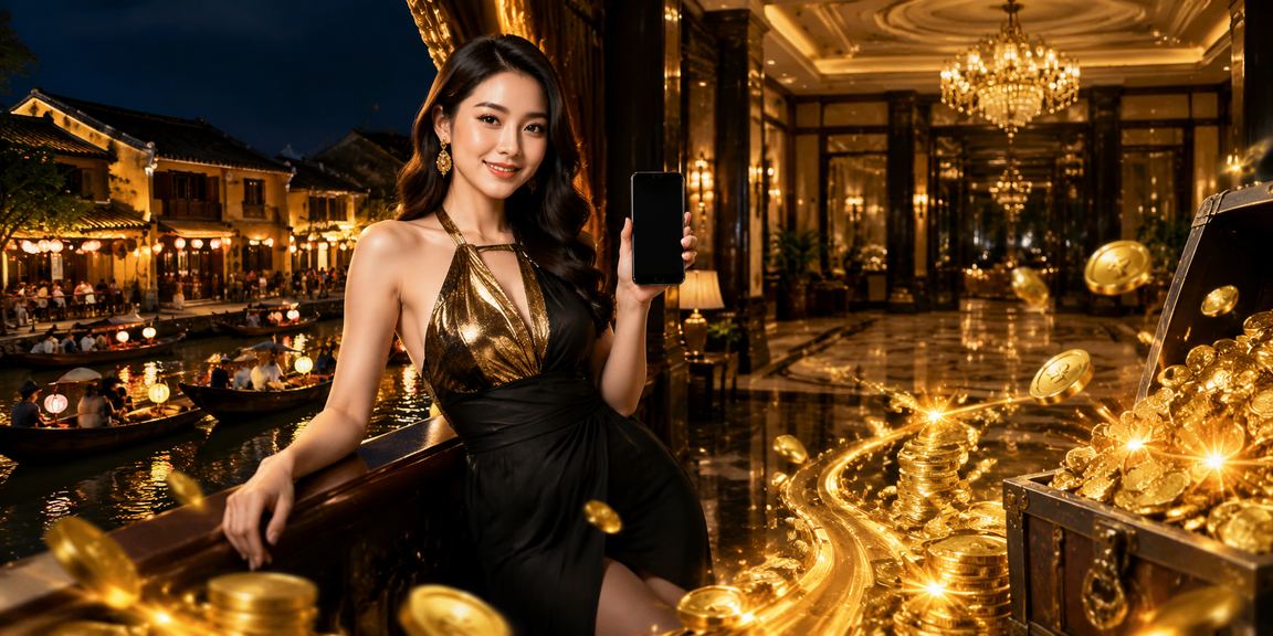 Người dùng trải nghiệm casino trực tuyến trên điện thoại tại phố cổ Hội An
